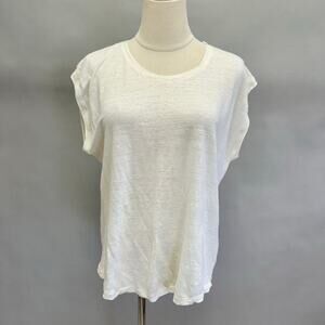 Swildens ivory linen slub lagenlook basic short sleeve boxy tee shirt size large